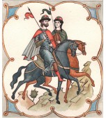 Полукруглая печь с изразцами, расписанными по сырой эмали.