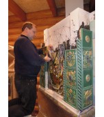 Монтаж изразцового камина с панно «жар – птица»