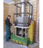 Монтаж изразцового камина с кронштейнами.