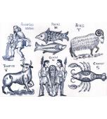 Русская печь, декорированная изразцами с сюжетами  «Знаки зодиака»      