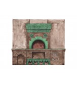 Уличная печь в беседке с муравлёными изразцами.