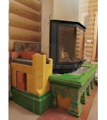 Монтаж изразцового камина с кронштейнами.