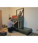 Монтаж изразцового камина с двусторонней топкой.