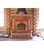 Монтаж изразцового камина с шамотными деталями.