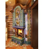 Победитель конкурса «Дизайн камина 2018» Изразцовый камин с панно «Жар птица»