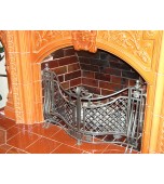 Изразцовый камин с расписным панно и зеркало