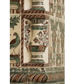 Печь с сюжетными многоцветными изразцами.