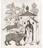 Полукруглая печь с изразцами, расписанными по сырой эмали.