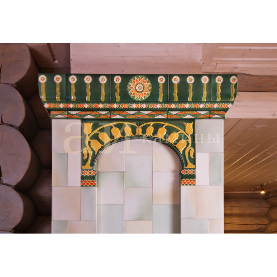 Изразцовый камин «По мотивам эскизов Поленовой Е.Д.»