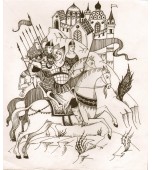 Полукруглая печь с изразцами, расписанными по сырой эмали.