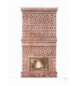 Изразцовый камин с топкой, открывающейся вертикально.