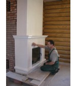 Монтаж изразцового камина белая сказка.
