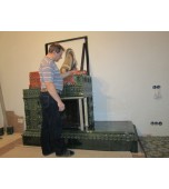 Монтаж изразцового камина с двусторонней топкой.