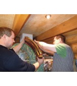 Монтаж изразцового камина с панно «жар – птица»