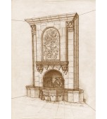 Изразцовый камин с живописным панно с совами