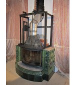 Монтаж изразцового камина с овальным эркером