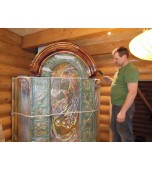 Монтаж изразцового камина с панно «жар – птица»