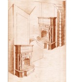 Изразцовый камин с чугунной топкой и рельефным панно