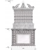 Большой изразцовый камин в доме из архангельской корабельной сосны.