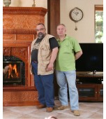 Изразцовый камин с чугунной топкой и рельефным панно