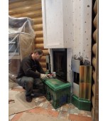 Монтаж изразцового камина с панно «жар – птица»