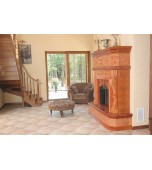 Изразцовый камин с чугунной топкой и рельефным панно