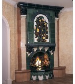 Изразцовый камин с живописным панно с совами