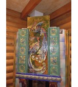 Монтаж изразцового камина с панно «жар – птица»