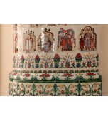 Полукруглая печь с изразцами, расписанными по сырой эмали.