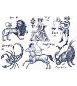 Русская печь, декорированная изразцами с сюжетами  «Знаки зодиака»      