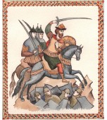 Полукруглая печь с изразцами, расписанными по сырой эмали.