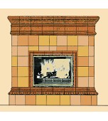 Поясной изразцовый камин с ритмическими мотивами.