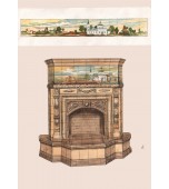 Изразцовый камин с расписным панно и зеркало