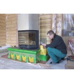 Монтаж изразцового камина с кронштейнами.