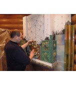 Монтаж изразцового камина с панно «жар – птица»