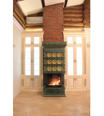 Изразцовый камин с топкой с трёхсторонним обзором.                                         