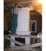 Монтаж изразцового камина белая сказка.