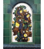 Изразцовый камин с живописным панно с совами