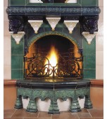 Изразцовый камин с живописным панно с совами