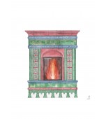 Изразцовый камин с вертикальной топкой.