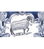 Русская печь, декорированная изразцами с сюжетами  «Знаки зодиака»      