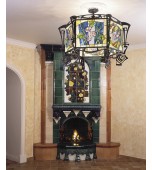 Изразцовый камин с живописным панно с совами