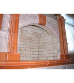 Монтаж изразцового камина с шамотными деталями.