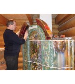 Монтаж изразцового камина с панно «жар – птица»