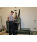 Монтаж изразцового камина с двусторонней топкой.