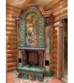 Монтаж изразцового камина с панно «жар – птица»