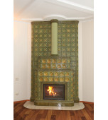 Изразцовый камин с керамическим дымоходом.