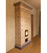 Отопительная печь с расписными сюжетными изразцами. 