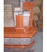 Монтаж изразцового камина с шамотными деталями.