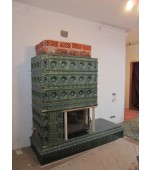 Монтаж изразцового камина с двусторонней топкой.